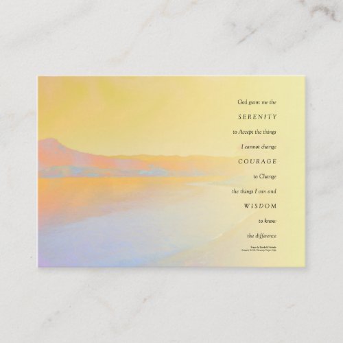 Serenity Prayer Sunset Lake Business Card