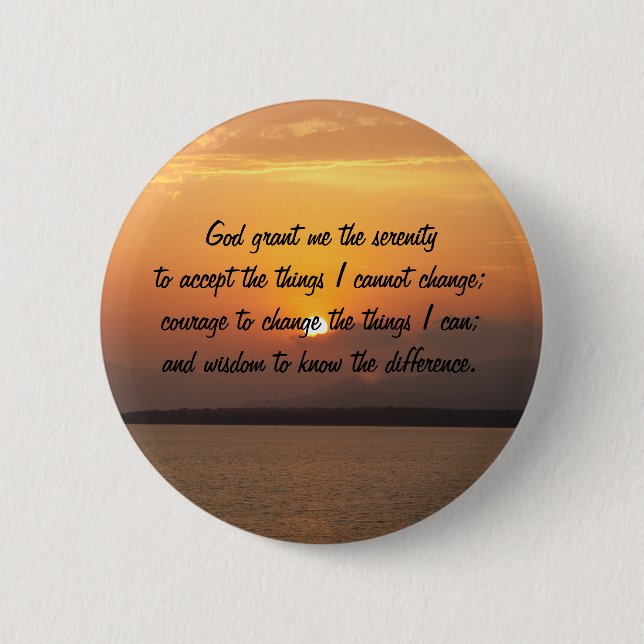 Serenity Prayer Sunset Pinback Button (Front)