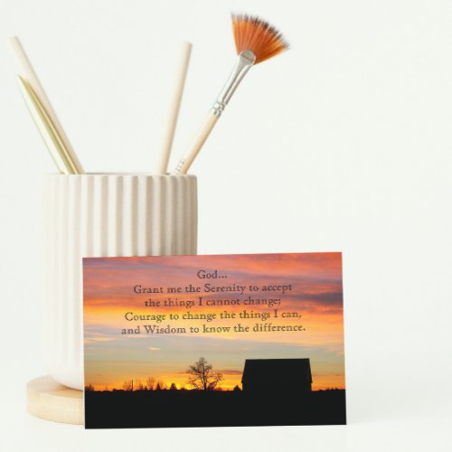 Serenity Prayer Sunset Silhouette Blank Card