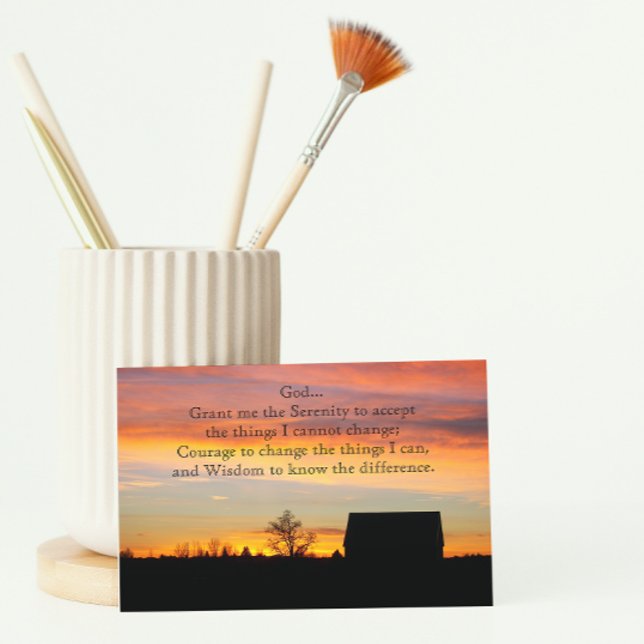 Serenity Prayer Sunset Silhouette Landscape Blank Card (Creator Uploaded)