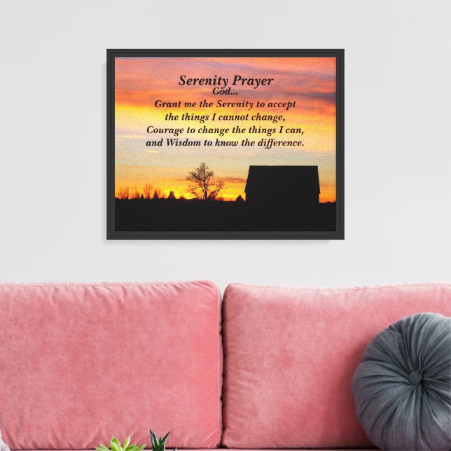 Serenity Prayer Sunset Silhouette Landscape Canvas Print (Insitu(LivingRoom))