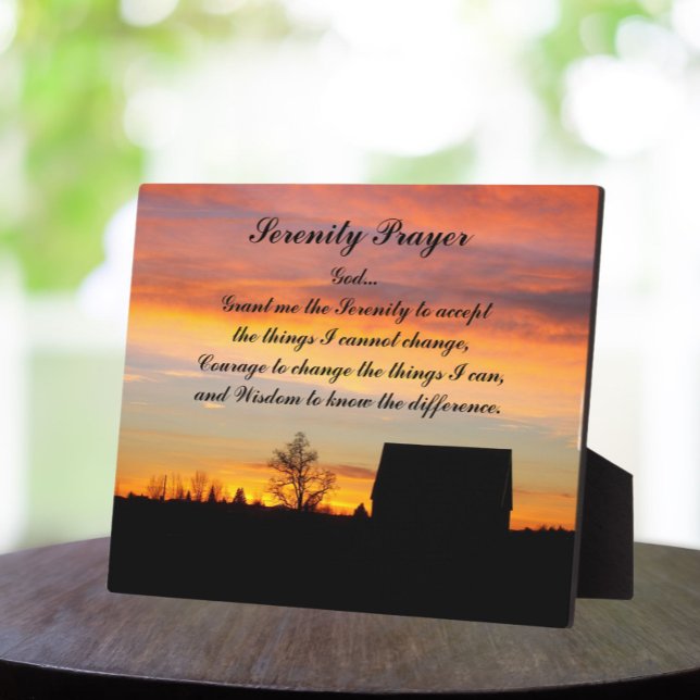 Serenity Prayer Sunset Silhouette Landscape Plaque (In Situ)