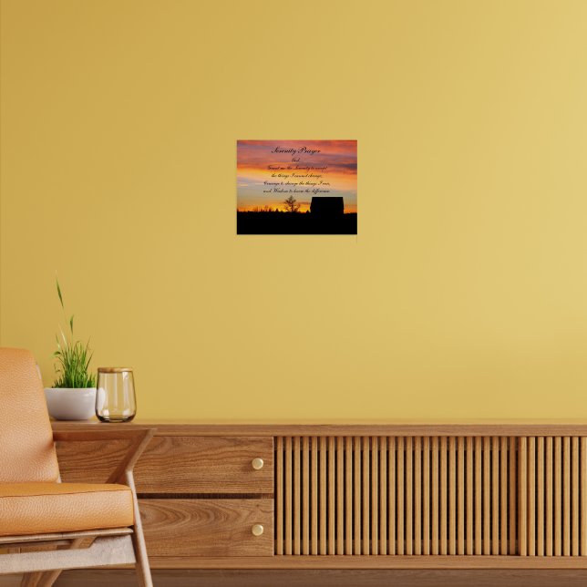 Serenity Prayer Sunset Silhouette Landscape Poster (Living Room 2)
