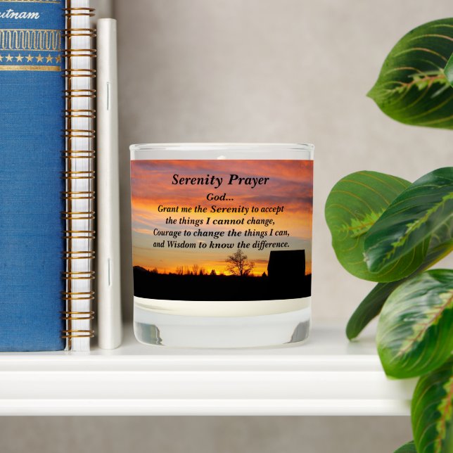 Serenity Prayer Sunset Silhouette Landscape Scented Candle (Shelf)