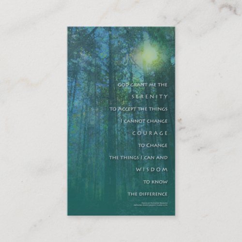 Serenity Prayer Tall Trees Profile Card