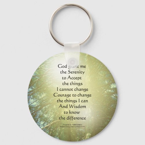 Serenity Prayer Tall Trees Two Keychain