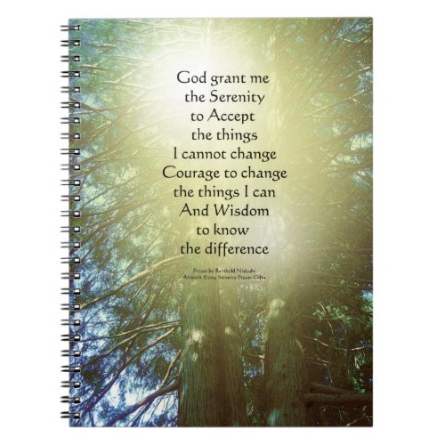 Serenity Prayer Tall Trees Two Notebook