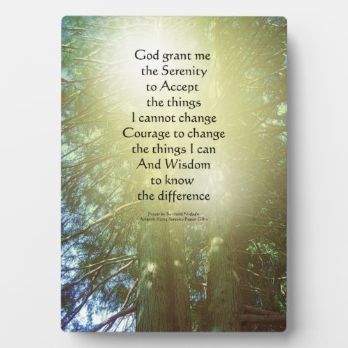 Serenity Prayer Tall Trees Two Plaque