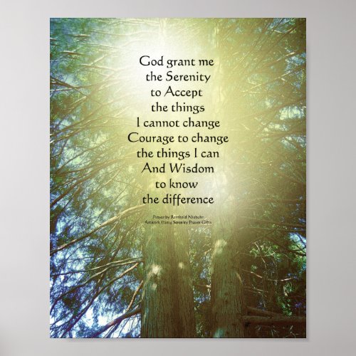 Serenity Prayer Tall Trees Two Poster