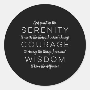 Serenity Prayer Text Classic Round Sticker