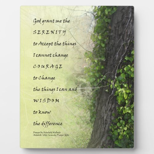 Serenity Prayer Tree and Gully Plaque
