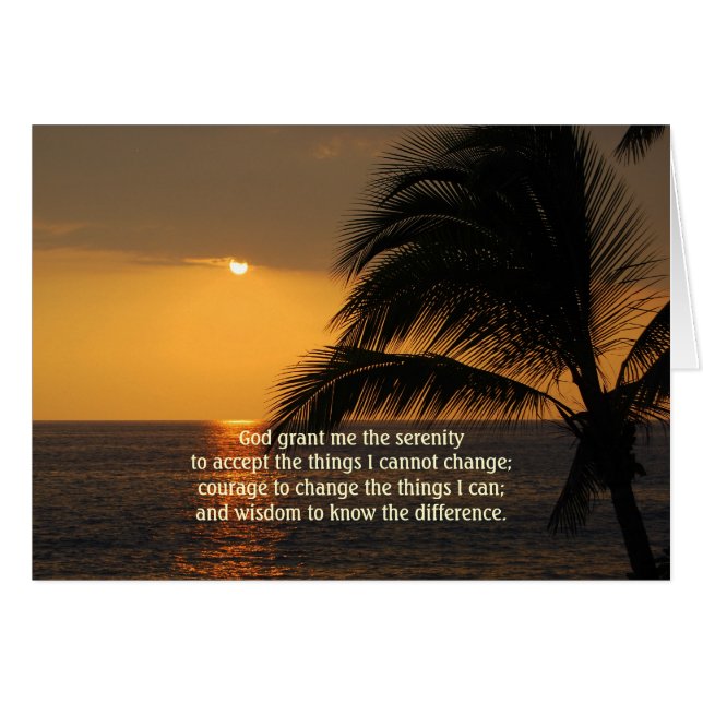 Serenity Prayer Tropical Sunset Card (Front Horizontal)