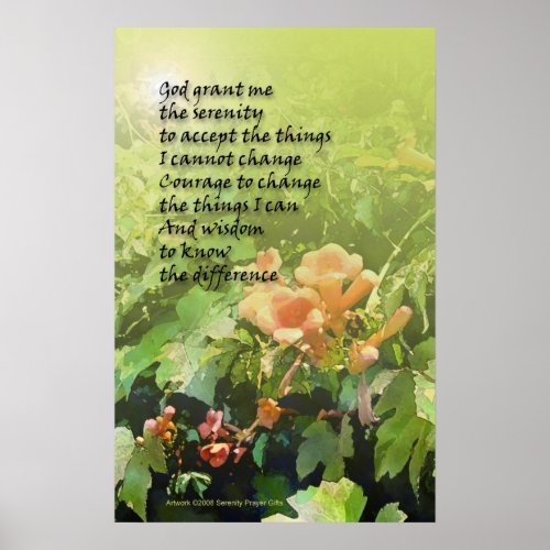 Serenity Prayer Trumpet Flowers Poster