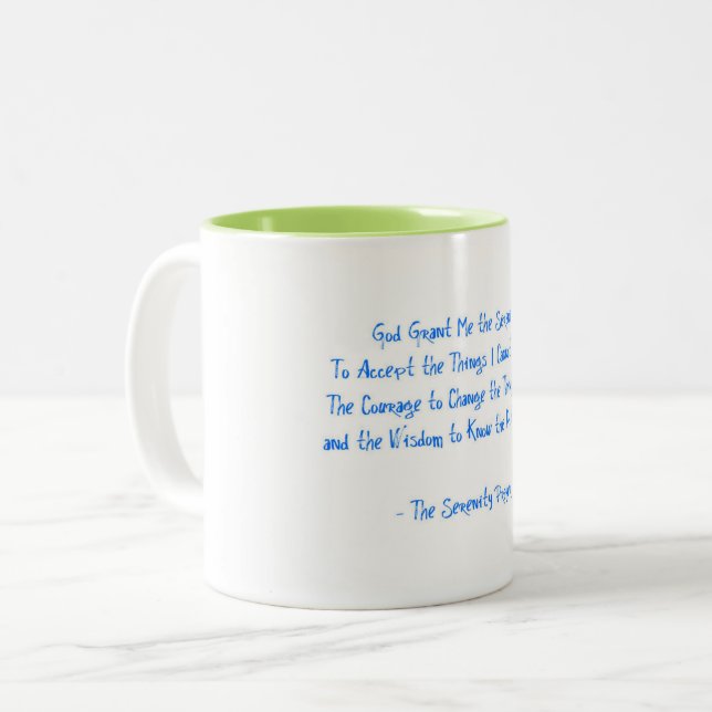 Serenity Prayer Two-Tone Blue Green Recovery Hope  Two-Tone Coffee Mug (Front Left)