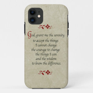 Serenity Prayer-Vintage Style+Burgundy Accents iPhone 11 Case