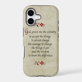 Serenity Prayer-Vintage Style+Burgundy Accents iPhone 17 Case
