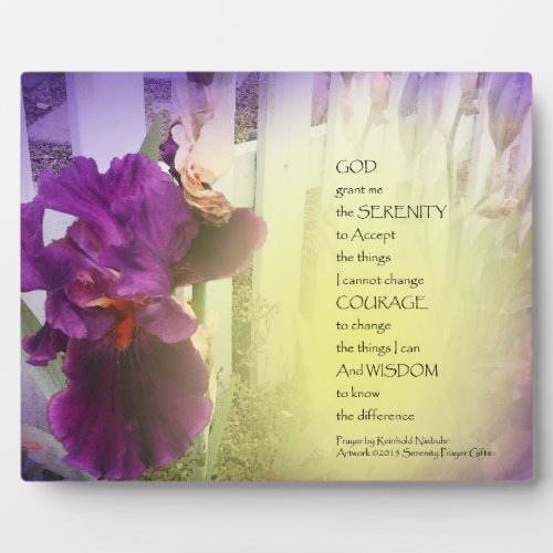 Serenity Prayer Violet Iris Plaque