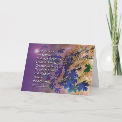 Serenity Prayer Violet Leaves Card