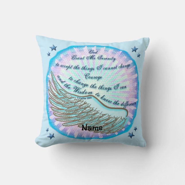 Serenity Prayer Violet Wing  Throw Pillow (Front)