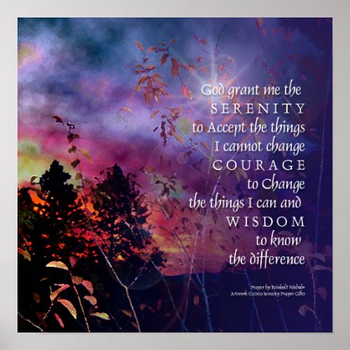 Serenity Prayer Vivid Sunrise Poster