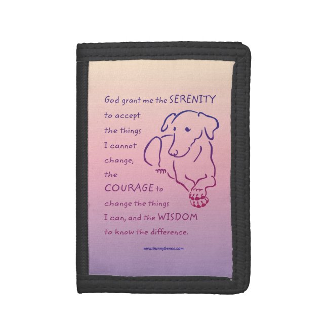 Serenity Prayer w/Dog Tri-fold Wallet (Front Vertical)