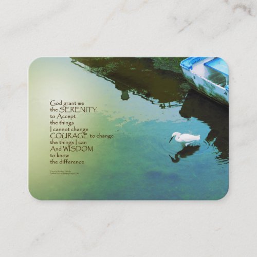 Serenity Prayer Water and White Bird Business Card