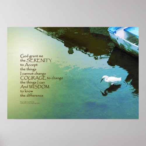 Serenity Prayer Water and White Bird Poster