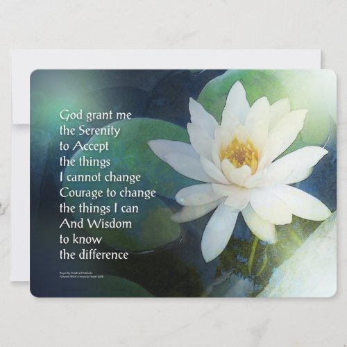 Serenity Prayer Water Lily One Invitation