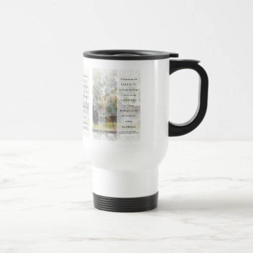 Serenity Prayer Watercolor Barn Travel Mug