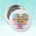 Serenity Prayer Watercolor Button<br><div class="desc">Create a mindful gift for yourself or another with this Serenity Prayer text design on a button. Created in elegant script typography overlaid on a pastel abstract digital watercolor style heart.</div>