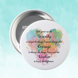 Serenity Prayer Watercolor Button