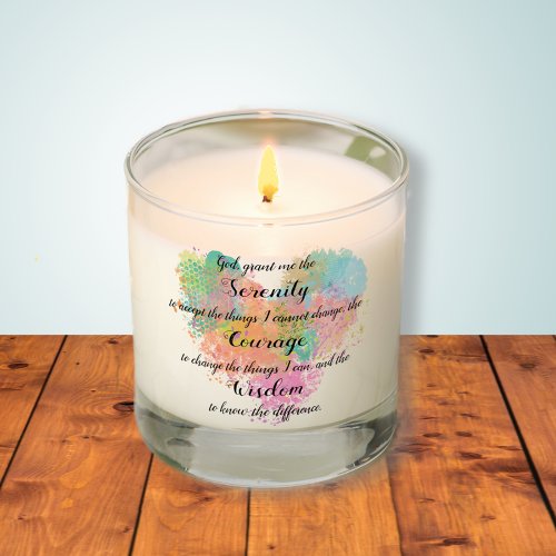 Serenity Prayer Watercolor Monogram Scented Candle