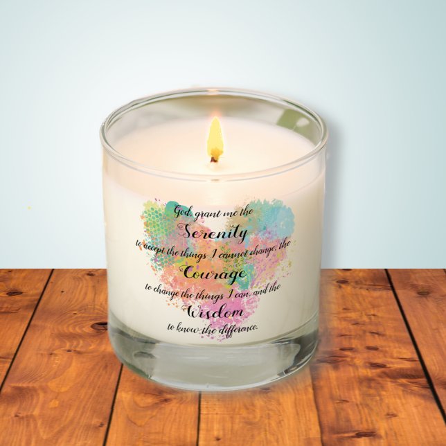 Serenity Prayer Watercolor Monogram Scented Candle (Creator Uploaded)