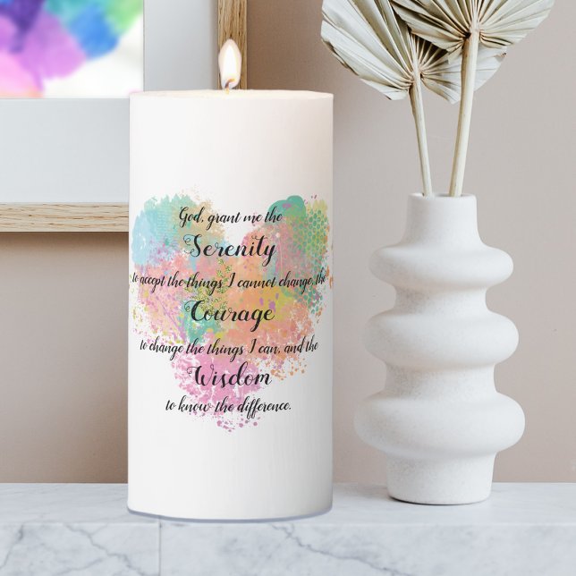 Serenity Prayer Watercolor  Pillar Candle (Creator Uploaded)