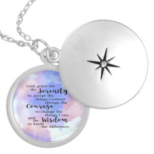 Serenity Prayer Watercolor Round Locket