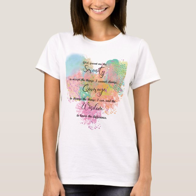 Serenity Prayer Watercolor T-Shirt (Front)