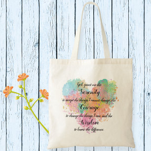 Serenity Prayer Watercolor Tote Bag