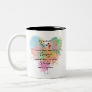 Serenity Prayer Watercolor Two-Tone Coffee Mug