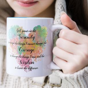 Serenity Prayer Watercolor Two-Tone Coffee Mug