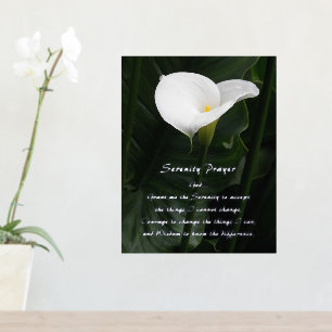 Serenity Prayer White Calla Lily Floral Foil Prints