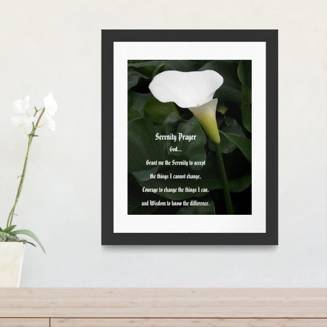 Serenity Prayer White Calla Lily Floral Framed Art (Entryway)