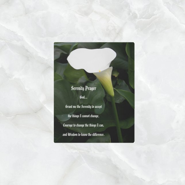 Serenity Prayer White Calla Lily Floral Metal Print (In Situ)