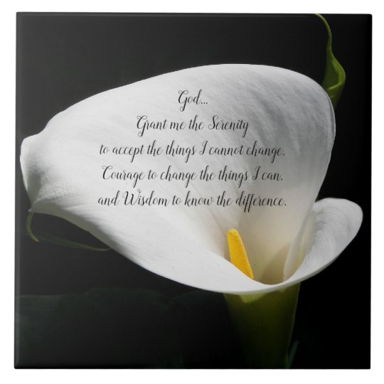 Serenity Prayer White Calla Lily Floral Photo Ceramic Tile | Zazzle.com