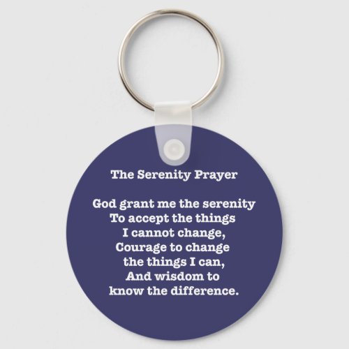 Serenity Prayer White on Blue Keychain