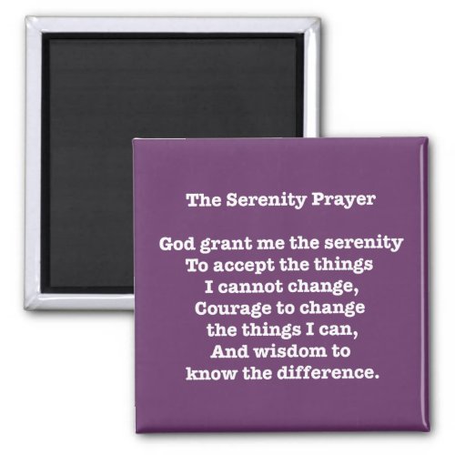 Serenity Prayer White on Purple Magnet