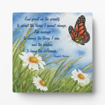 Serenity Prayer -  Wild Daisies & Monarch Plaque by SharonKMoore at Zazzle
