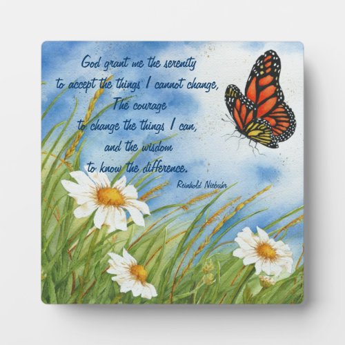 Serenity Prayer _  Wild Daisies  Monarch Plaque