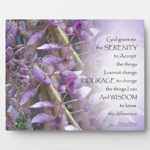 Serenity Prayer Wisteria Plaque