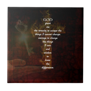 Serenity Prayer With Beautiful Christian Art Ceramic Tile