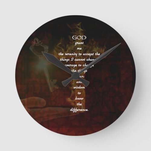 Serenity Prayer With Beautiful Christian Art Round Clock